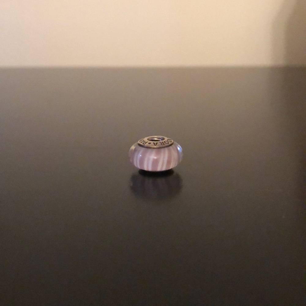 Purple and white pandora bead